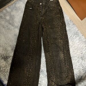 SHEIN High Rise Leopard Print Jeans - Brown